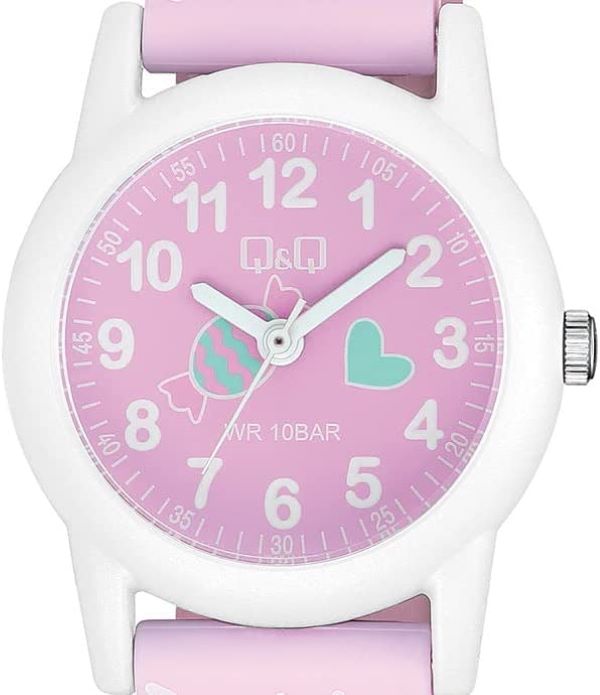 Reloj Infantil Para Niña Q & Q Candy Análogo Vr99j011y Color de la correa  Rosa claro Color del bisel Blanco