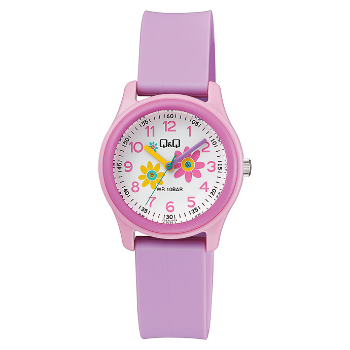 Reloj Infantil Para Niña Q & Q Candy Análogo Vr99j011y Color de la correa  Rosa claro Color del bisel Blanco