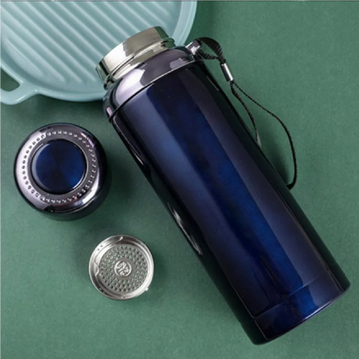 Termo De Acero Inoxidable Aislado Al Vacío 1000ml Azul