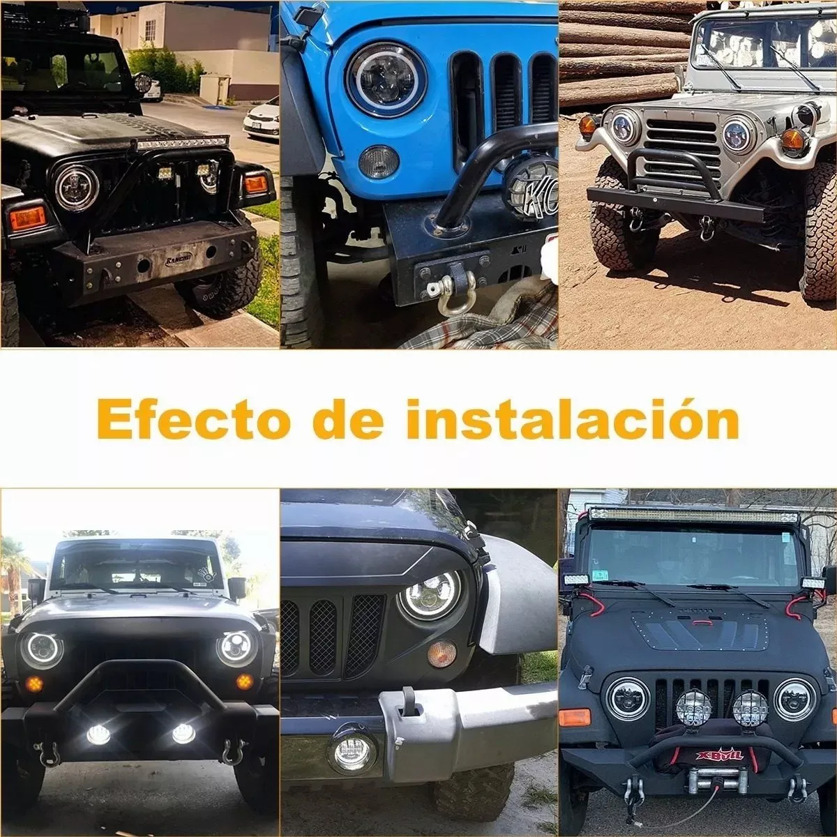 Faros Delanteros Led H4 Halo De Ángel P/wrangler Jeep Vocho