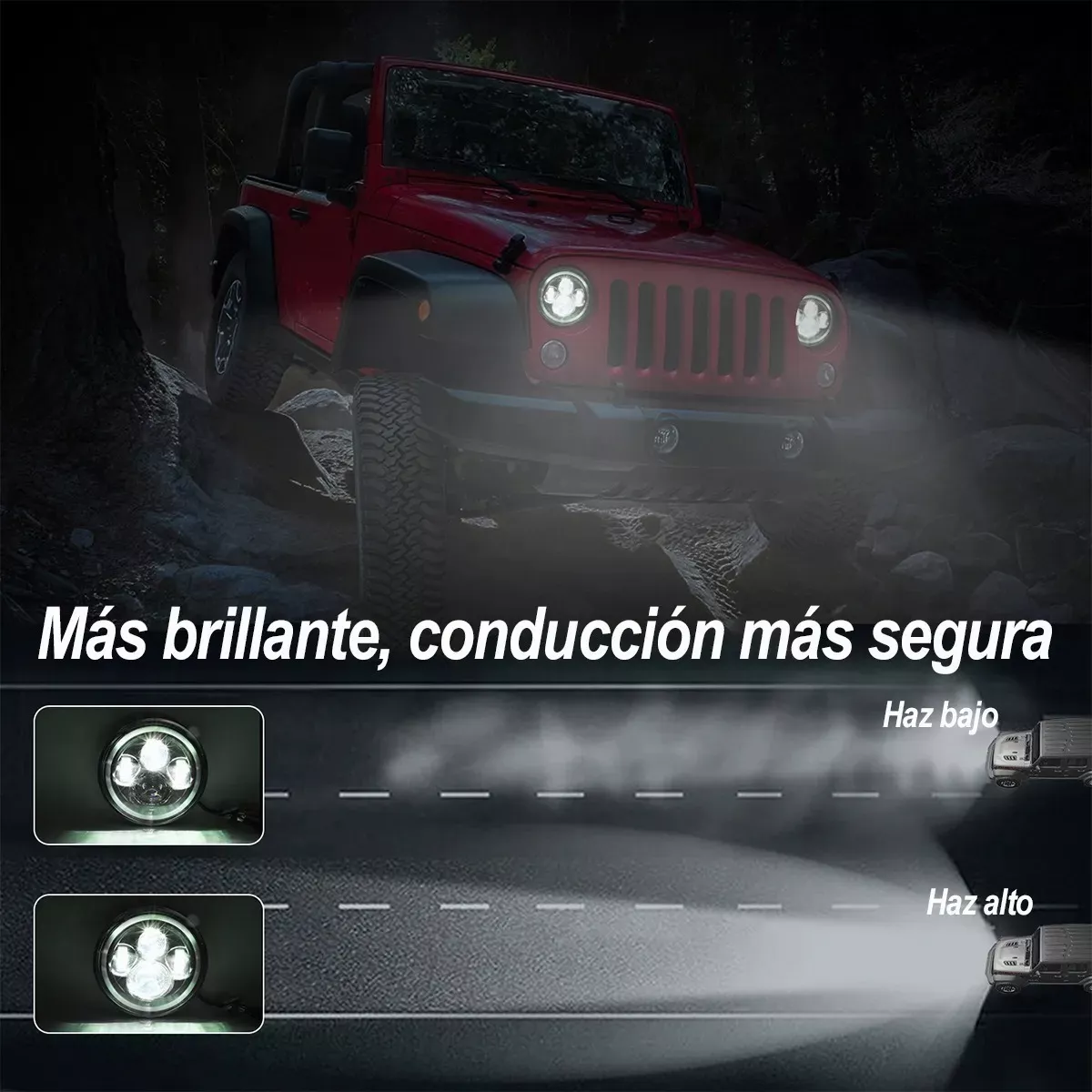 Faros Delanteros Led H4 Halo De Ángel P/wrangler Jeep Vocho