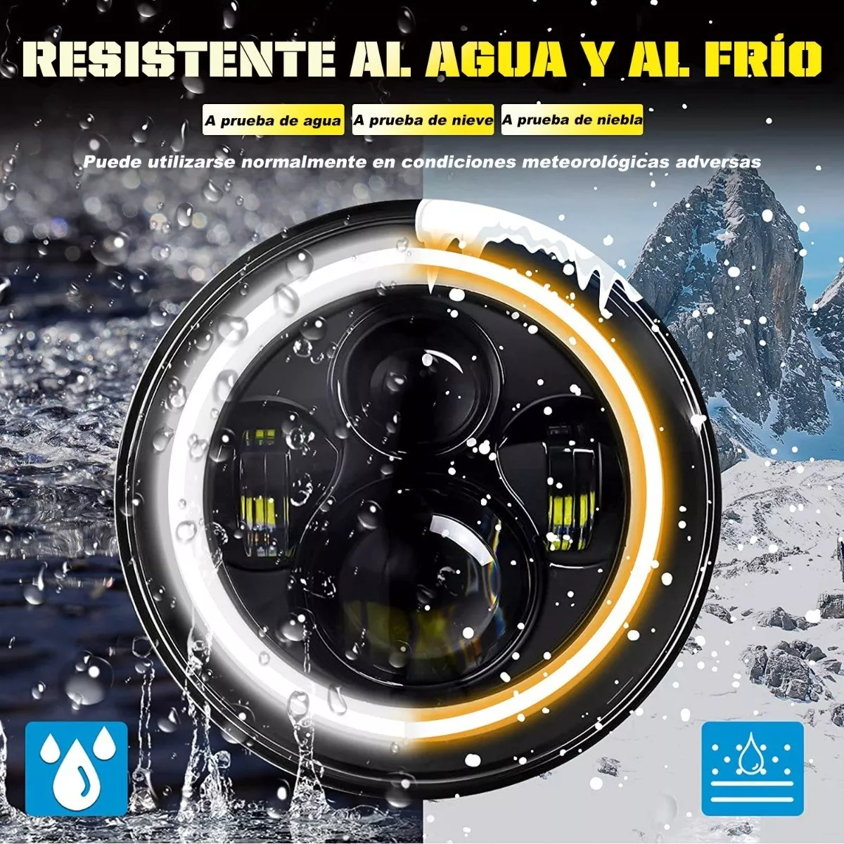 Par 7'' Faros H4 Led Ojo De Ángel Para Wrangler Jeep Vocho