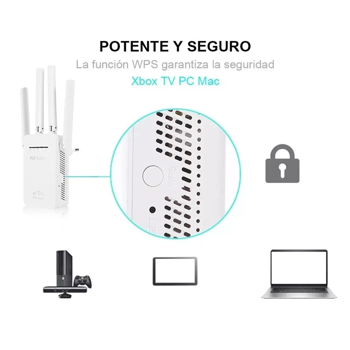 Amplificador Wifi Extensor Rango Repetidor Señal De 4 Antena