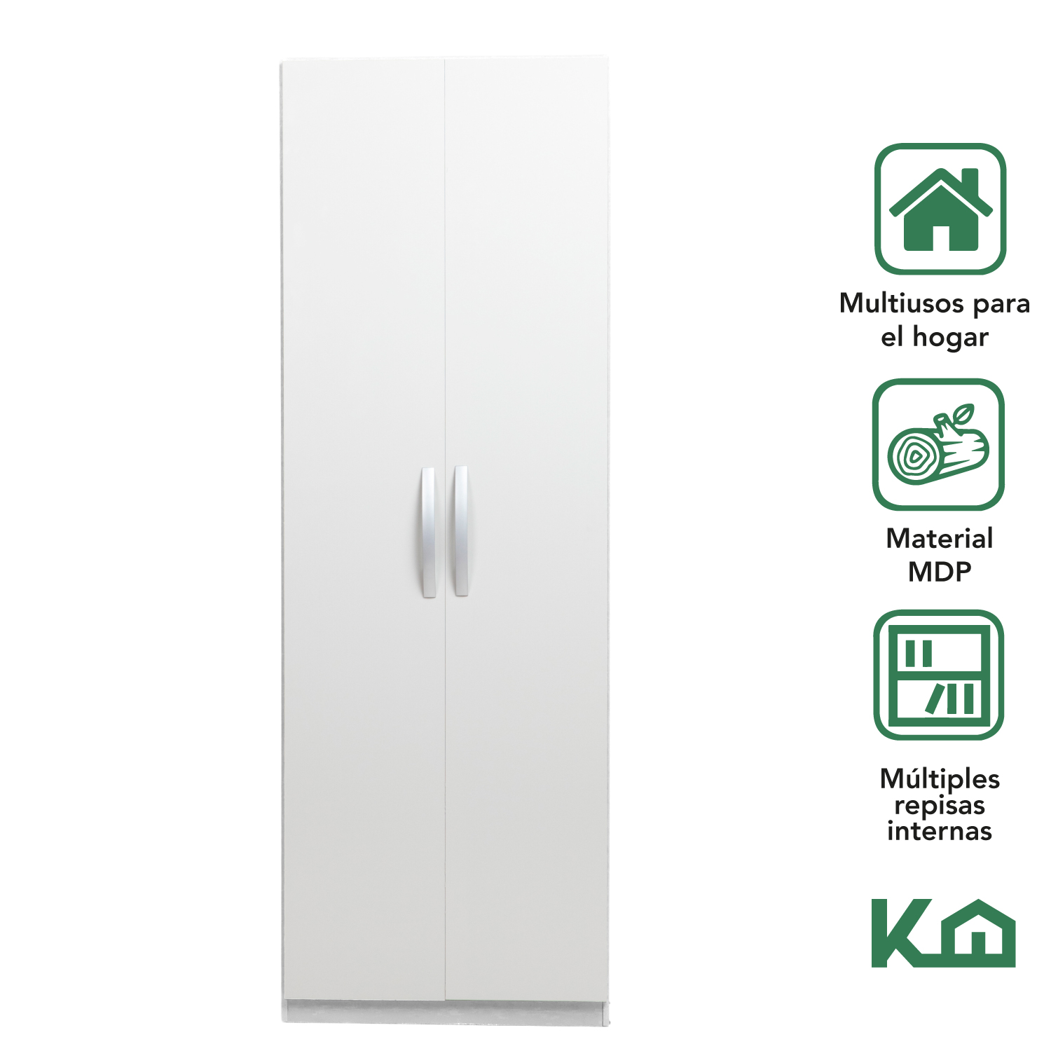 Mueble Armario Closet Multiuso 2 Puertas + Estantes Mdp Casa Blanco 1