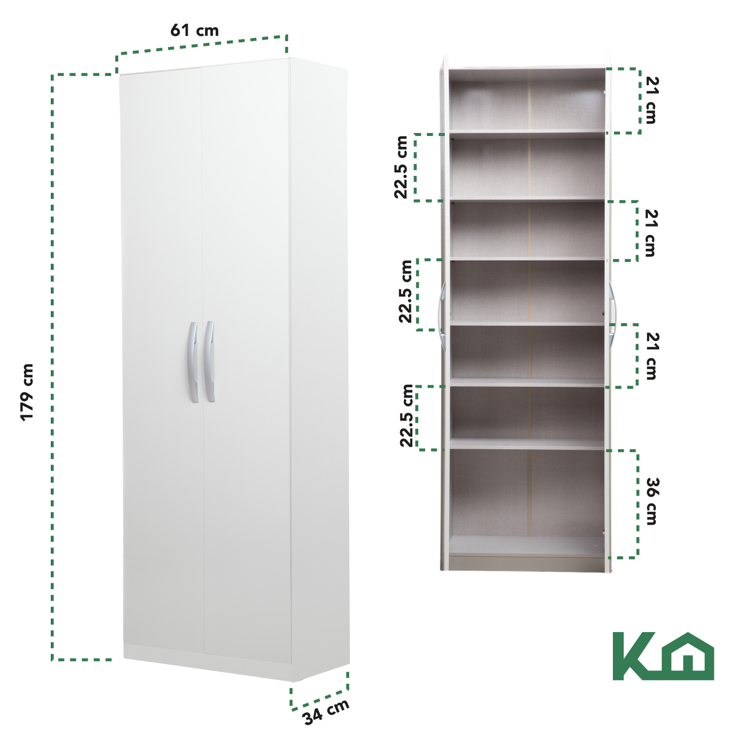 Mueble Armario Closet Multiuso 2 Puertas + Estantes Mdp Casa Blanco 1