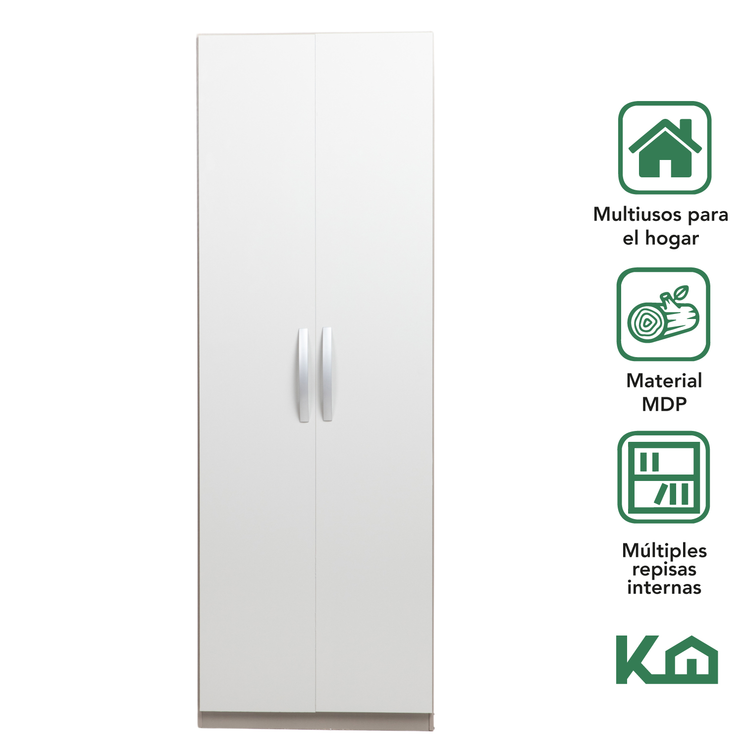 Mueble Armario Closet Multiuso 2 Puertas + Estantes Mdp Casa Gris 1