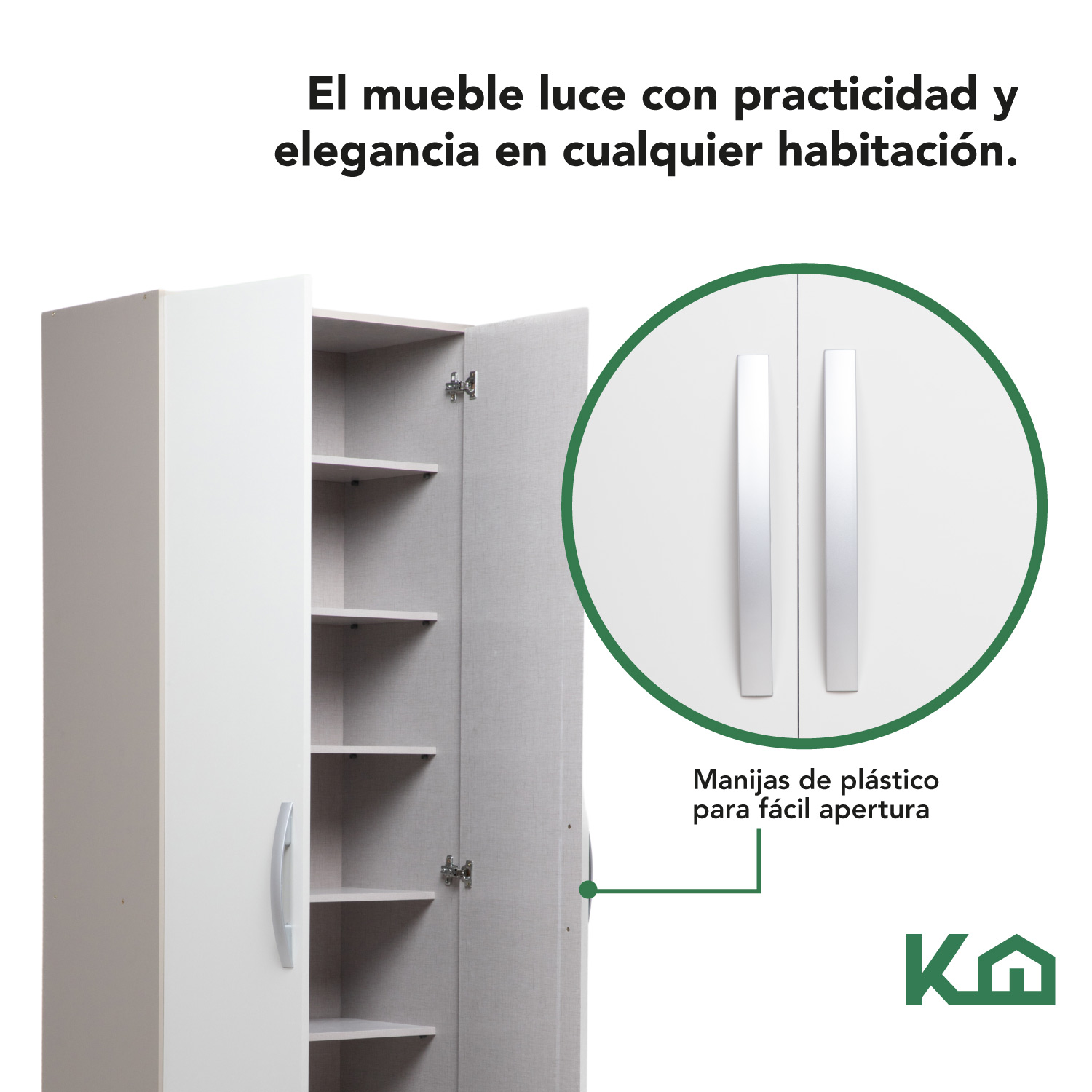 Mueble Armario Closet Multiuso 2 Puertas + Estantes Mdp Casa Gris 1