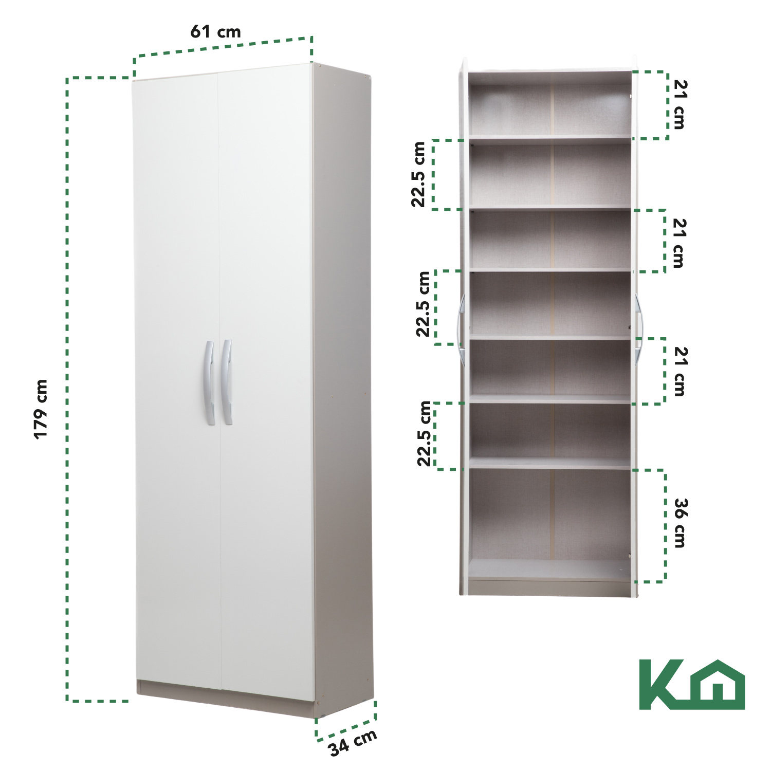 Mueble Armario Closet Multiuso 2 Puertas + Estantes Mdp Casa Gris 1