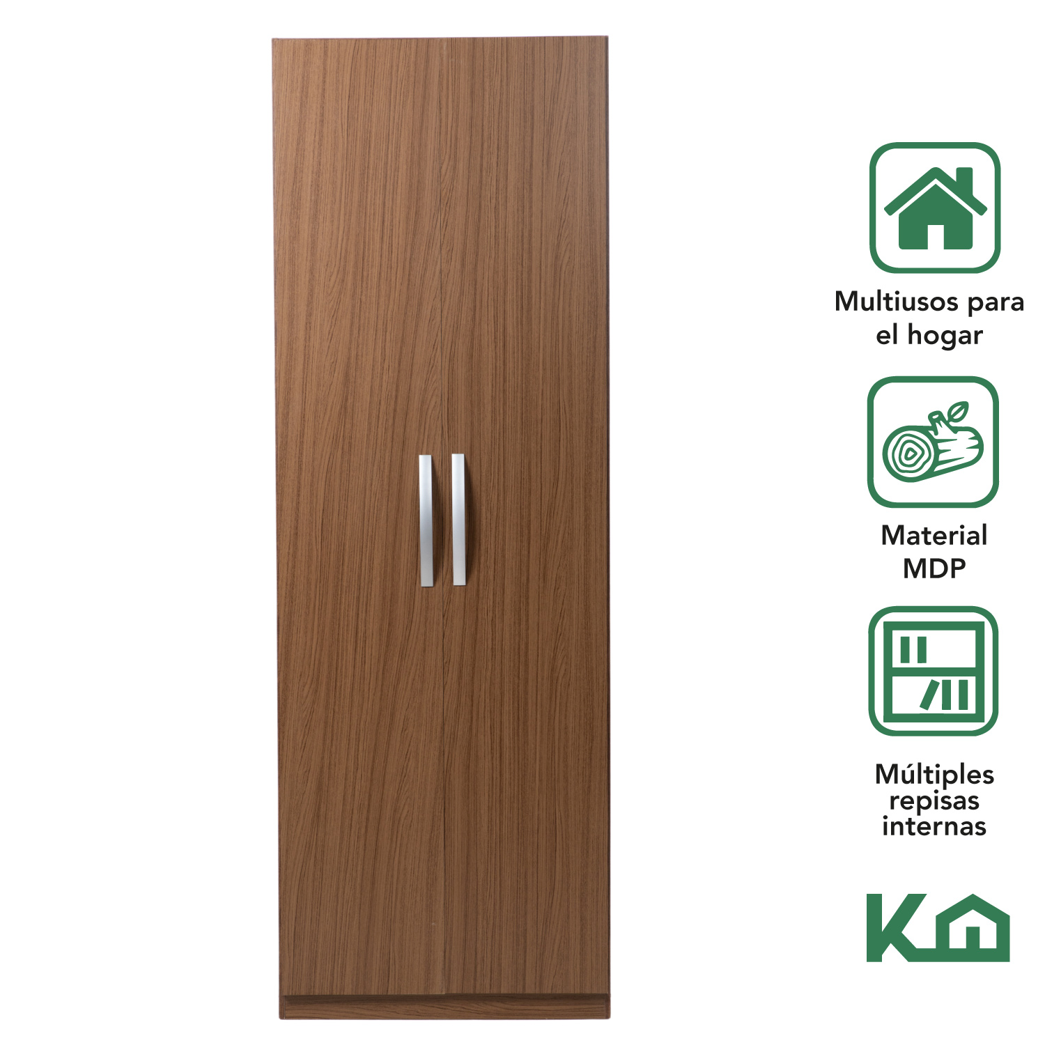 Mueble Armario Closet Multiuso 2 Puertas + Estantes Mdp Casa Café