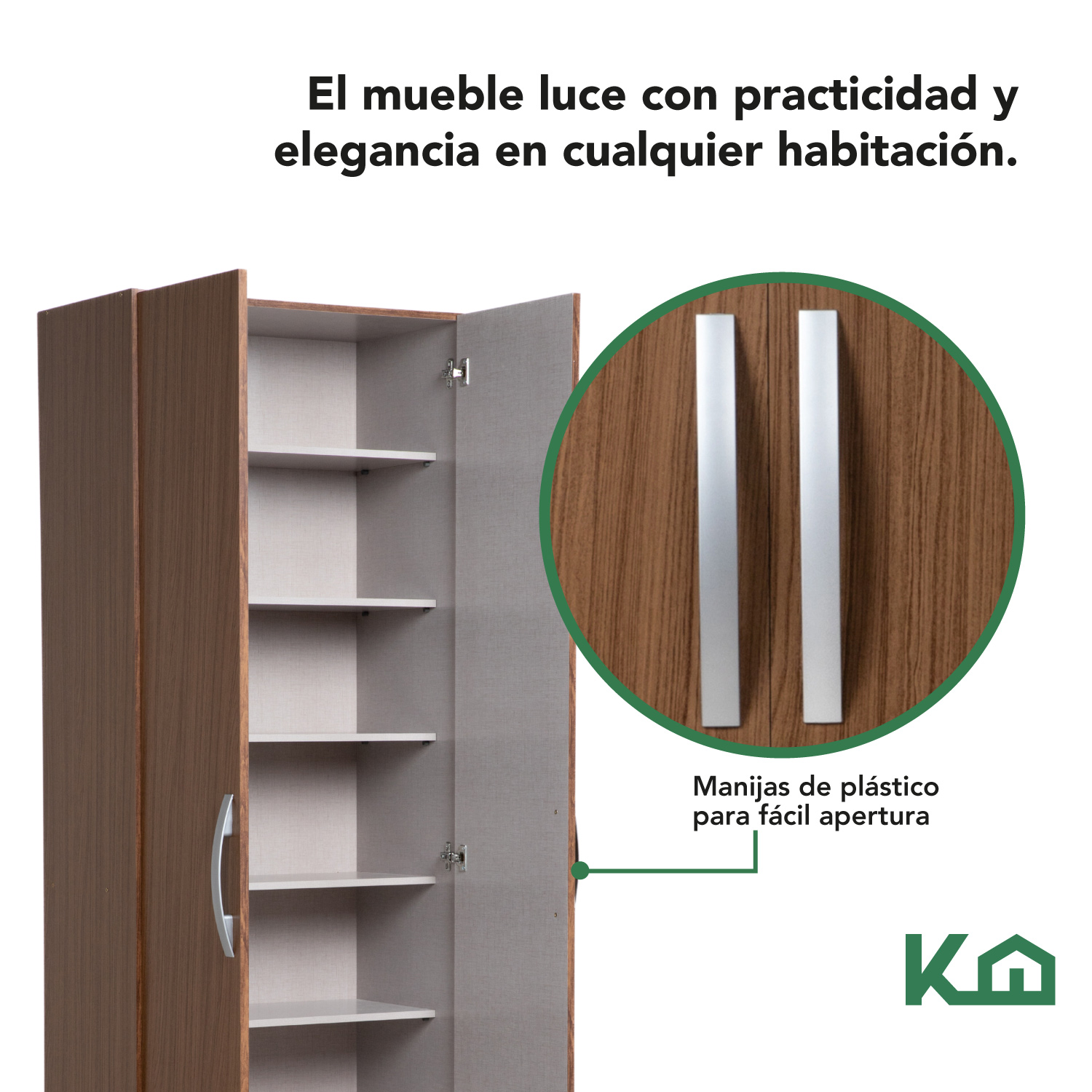 Mueble Armario Closet Multiuso 2 Puertas + Estantes Mdp Casa Café