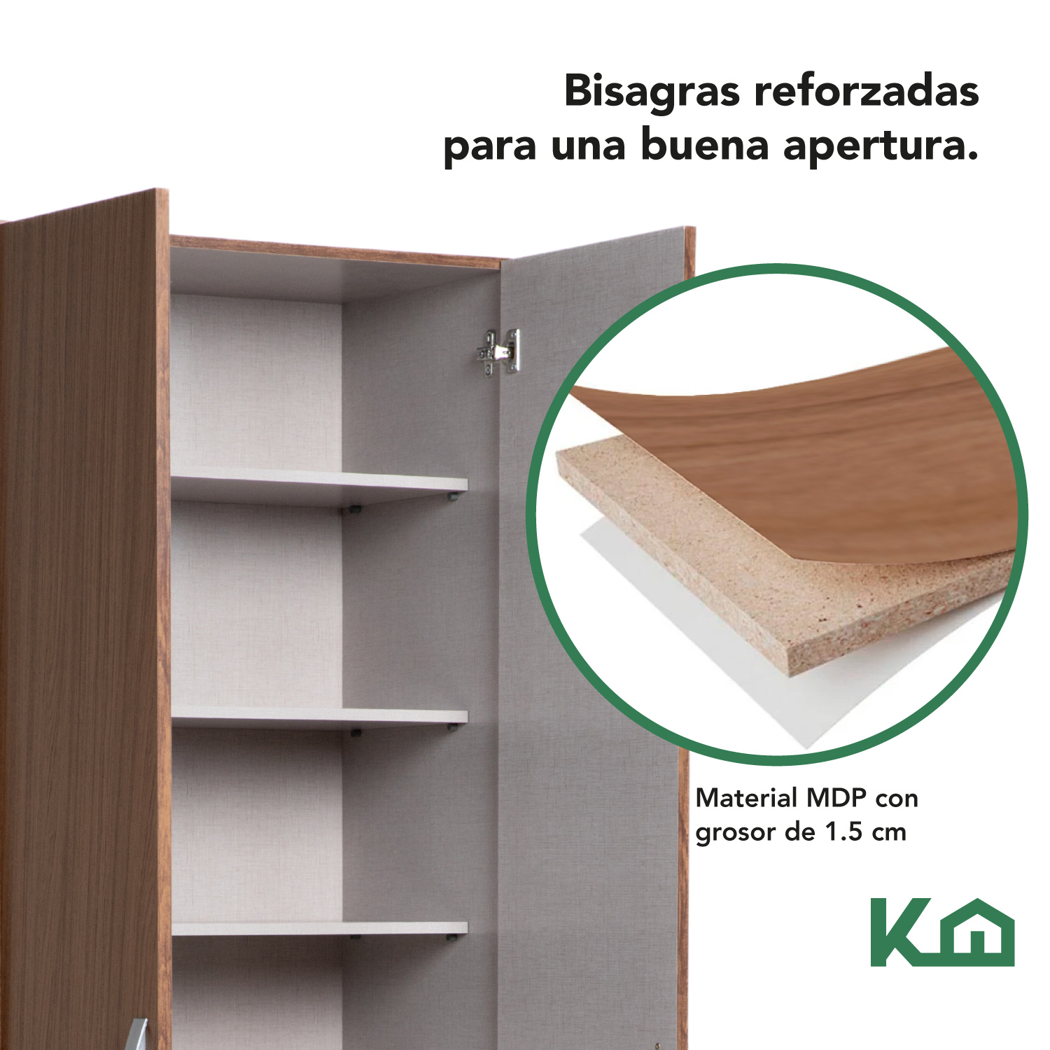 Mueble Armario Closet Multiuso 2 Puertas + Estantes Mdp Casa Café
