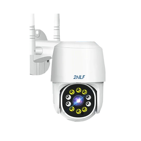 Cámara de vigilancia wifi, rotación PTZ, HD a color, con iluminación LED y visión nocturna infrarroja.