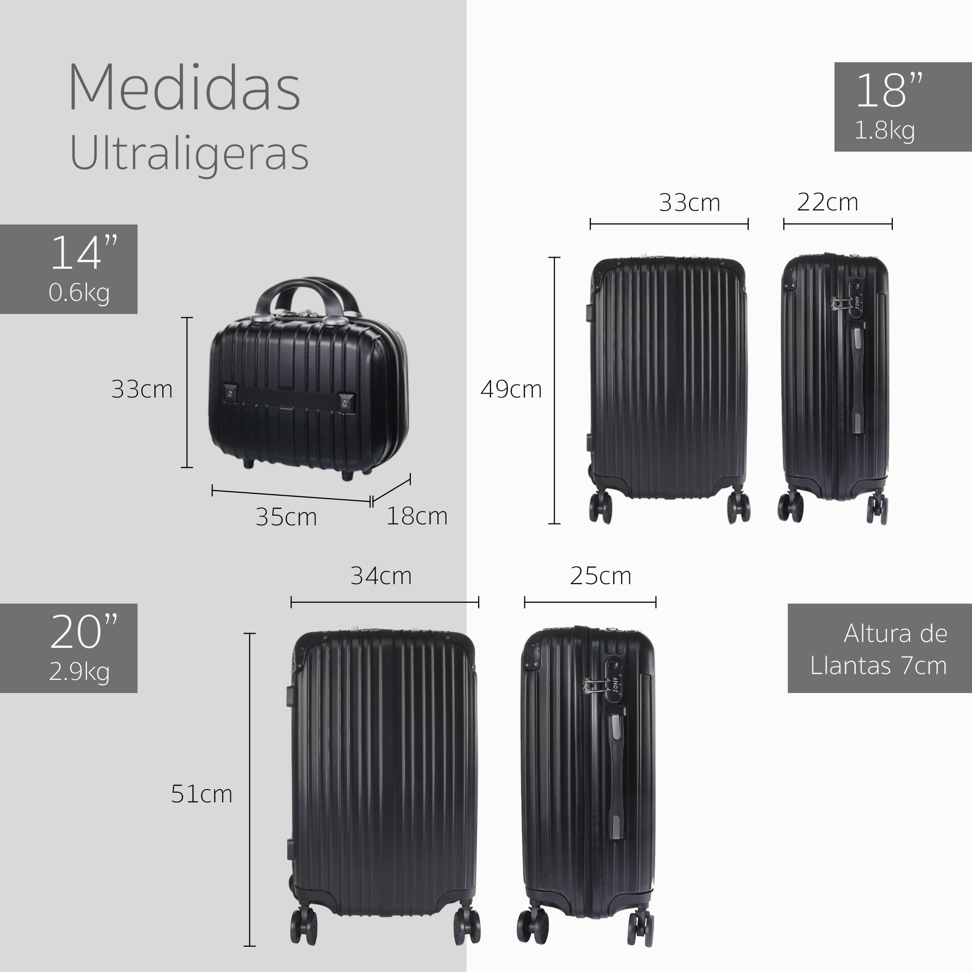Set Maletas Rígidas con Ruedas 360 Juego Equipaje de Mano .