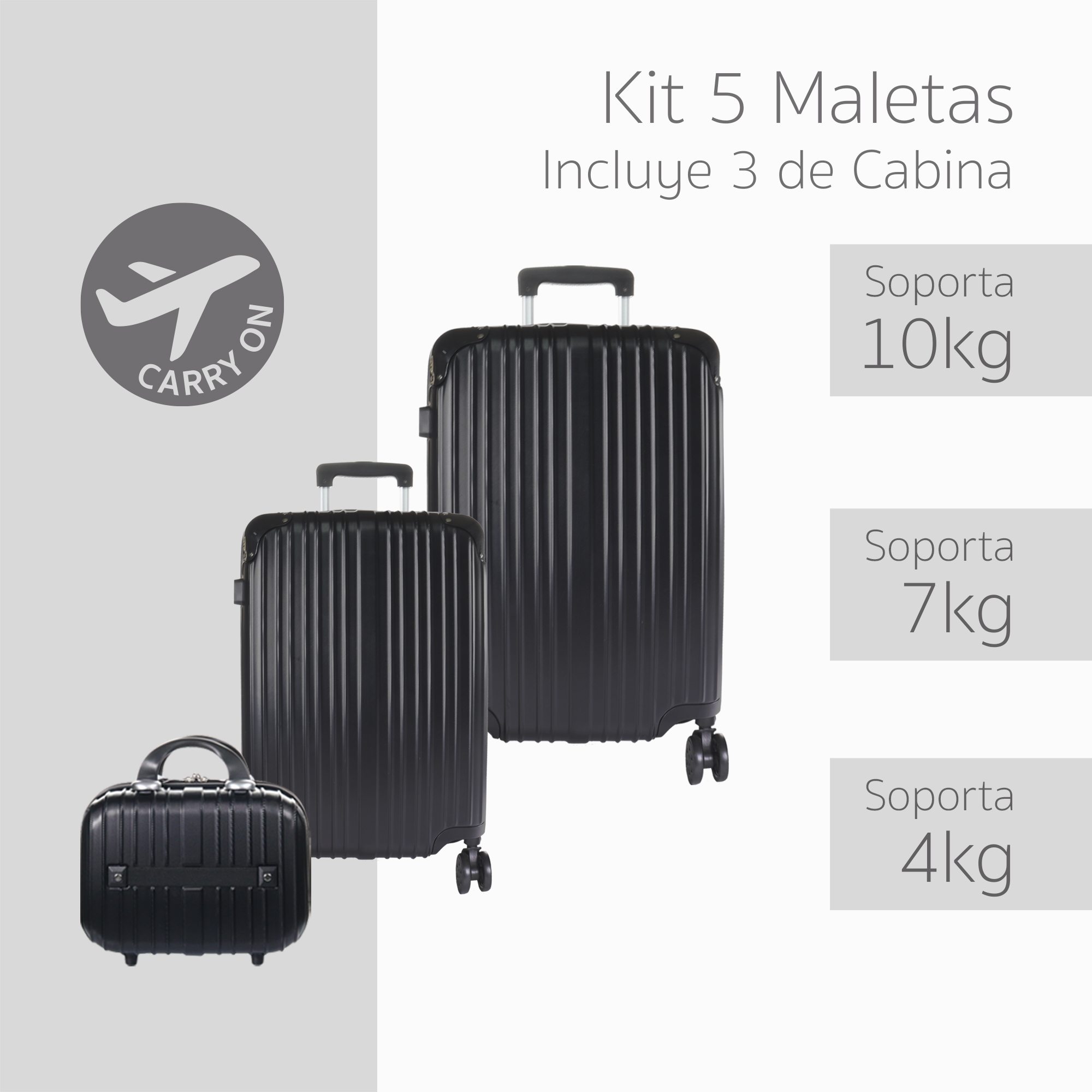 Set Maletas Rígidas con Ruedas 360 Juego Equipaje de Mano .