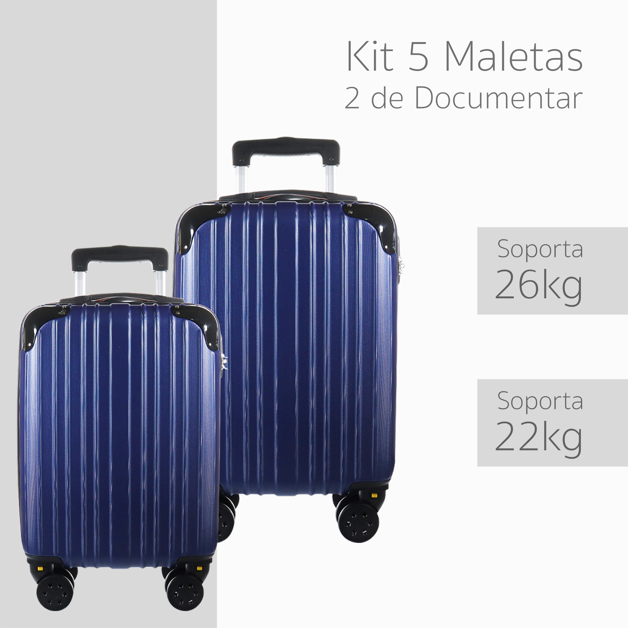 Set Maletas de Viaje Rígidas con Ruedas 360  Equipaje de Mano color azul.