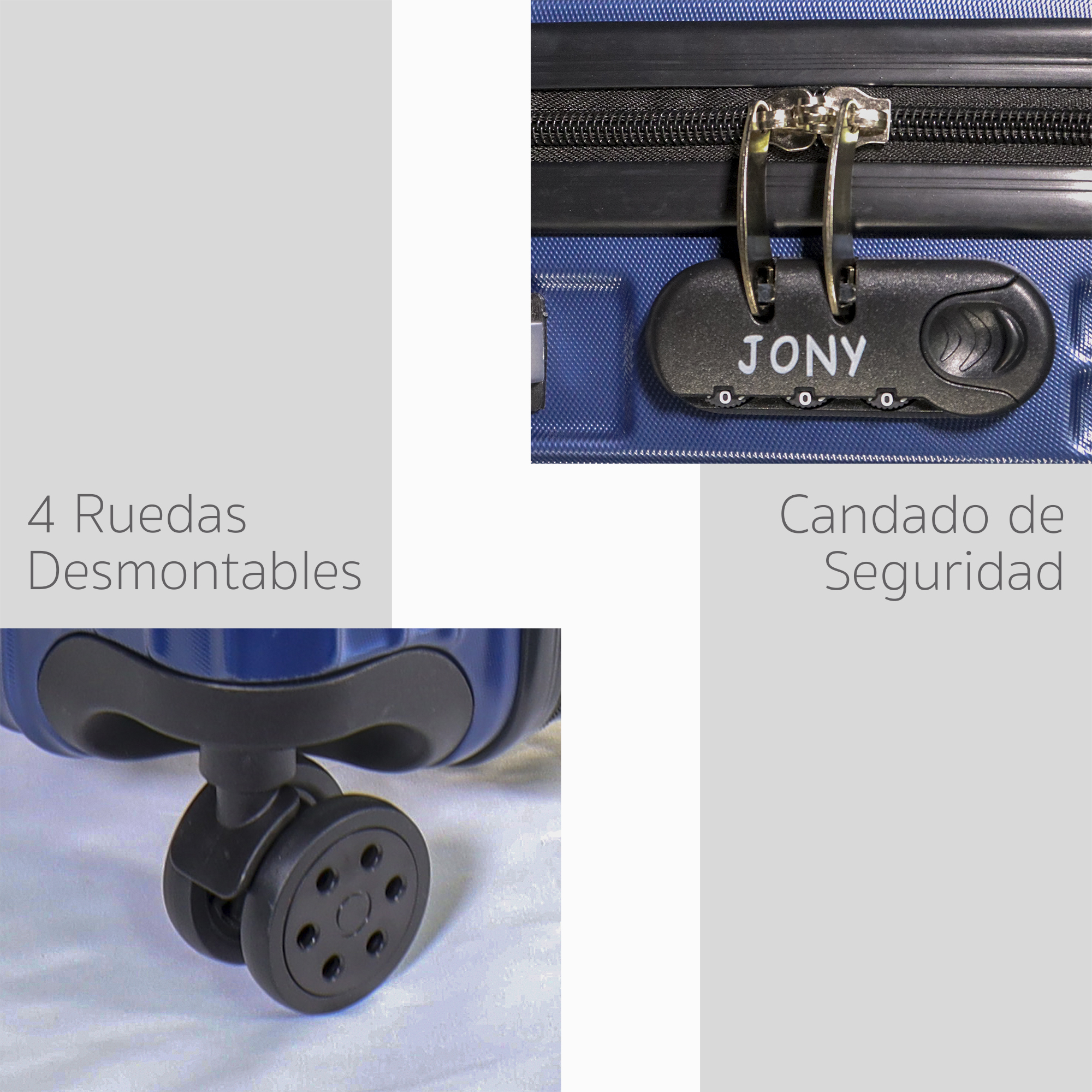 Set Maletas de Viaje Rígidas con Ruedas 360  Equipaje de Mano color azul.