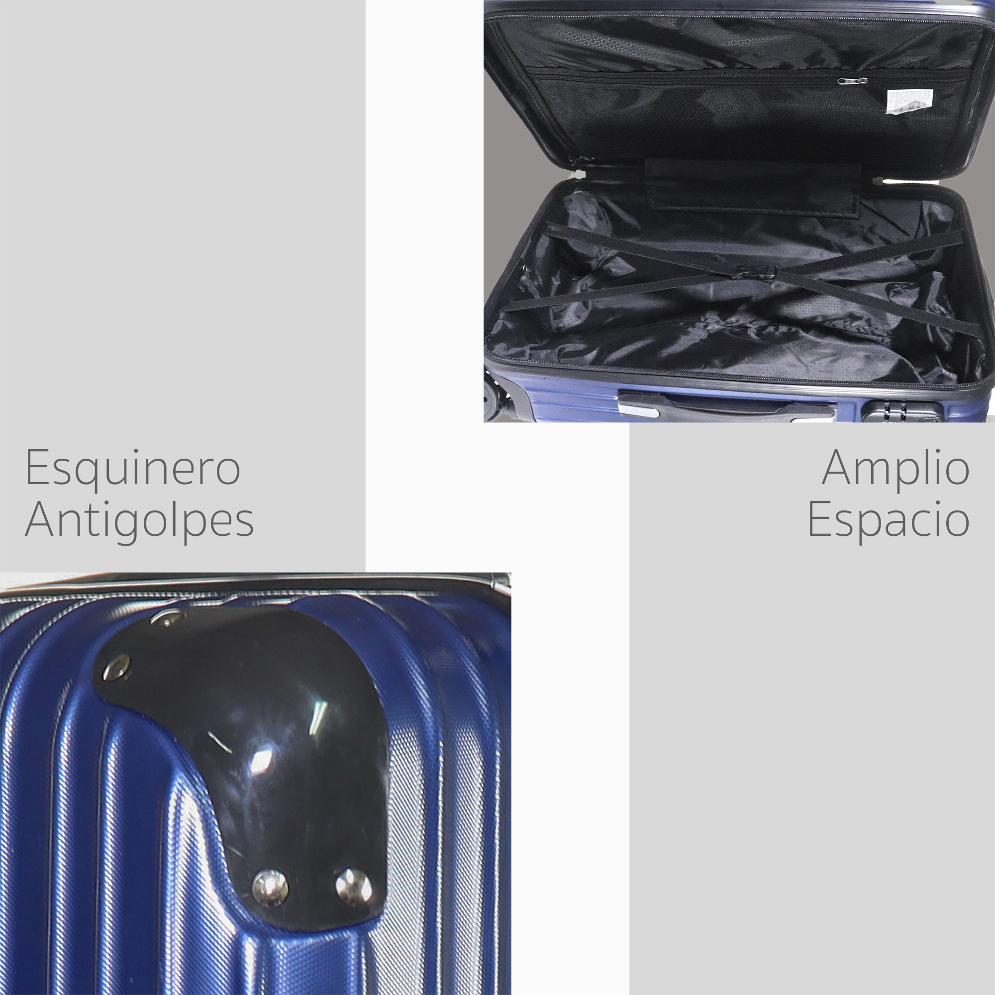 Set Maletas de Viaje Rígidas con Ruedas 360  Equipaje de Mano color azul.