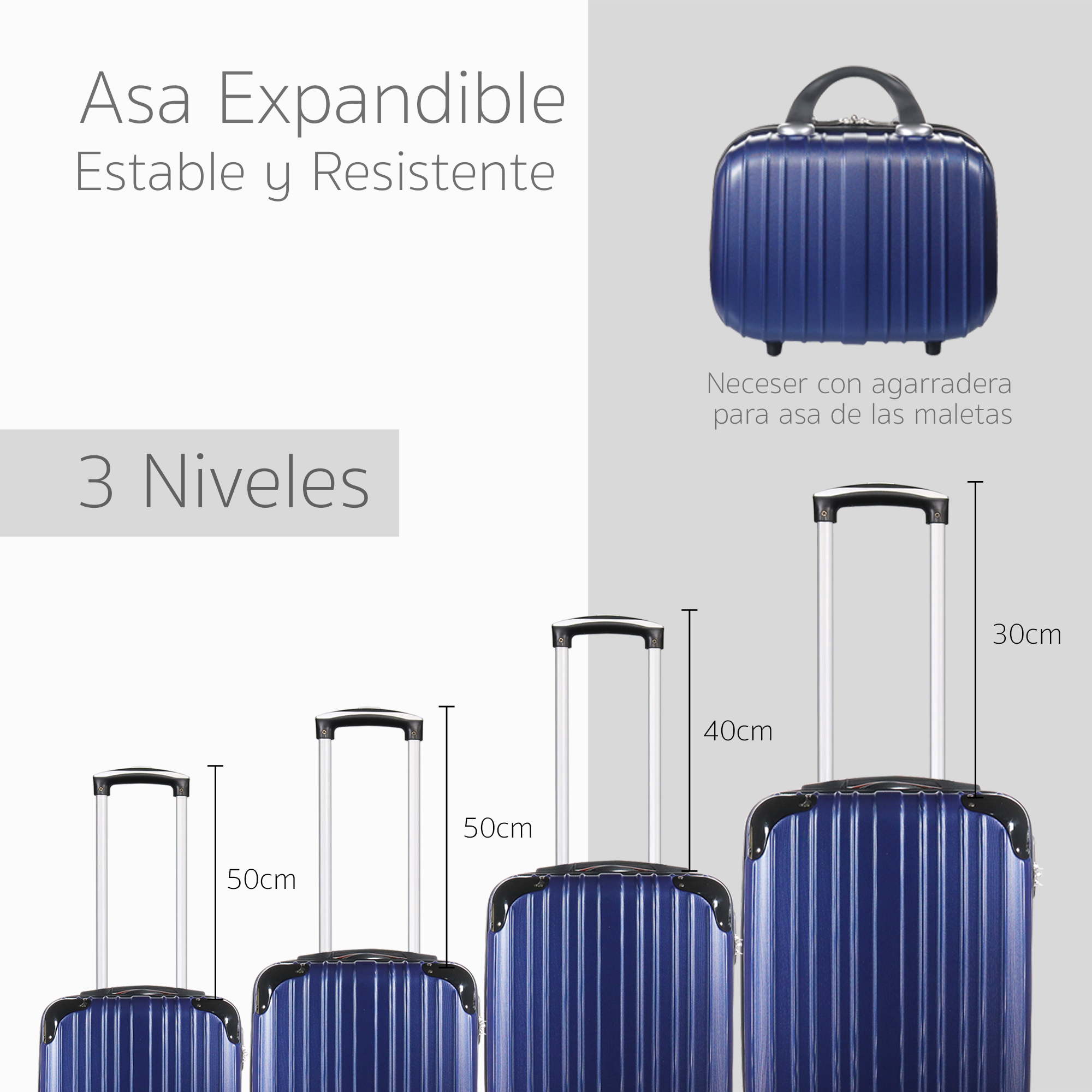 Set Maletas de Viaje Rígidas con Ruedas 360  Equipaje de Mano color azul.