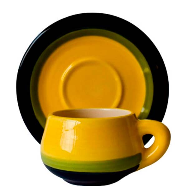 Taza Cafetera Azul con Amarillo