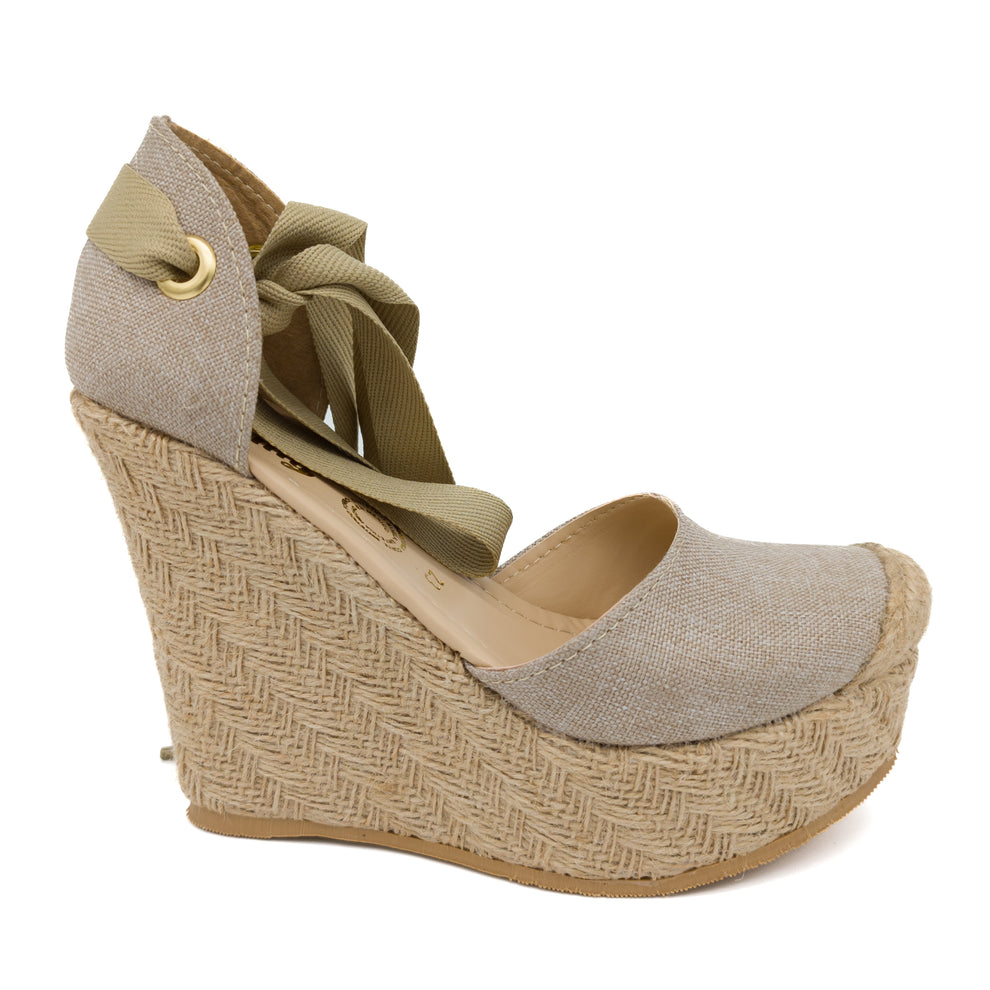 Alpargatas Plataformas Tacón Yute Natural Color Beige