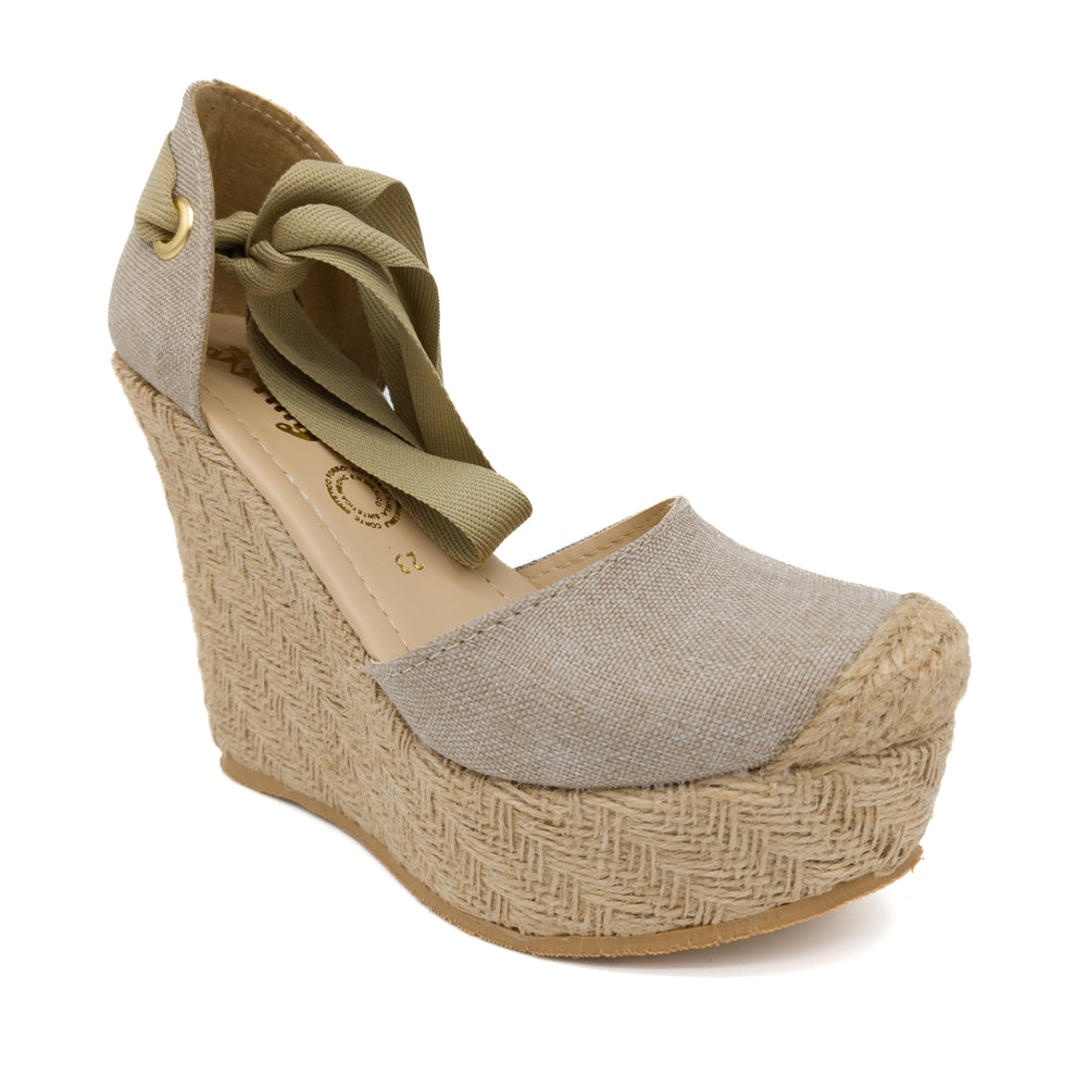 Alpargatas Plataformas Tacón Yute Natural Color Beige