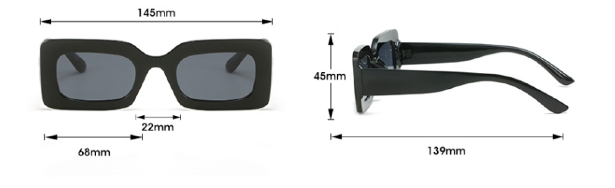 Lentes De Sol Mony Rectangular Negro By Rebel