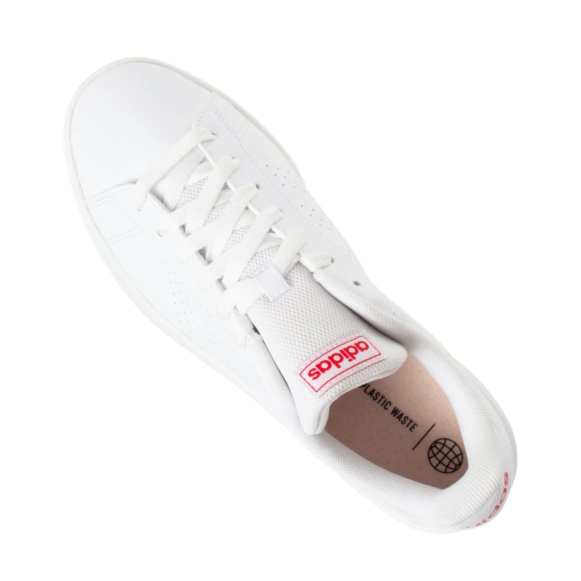 Tenis Adidas Advantage Base Blanco con Rojo Hombre Originales HP6206