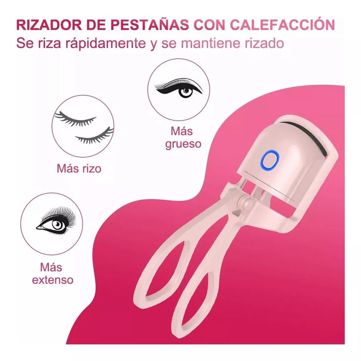 Rizador de Pestañas Eléctrico, Enchinador Recargable, Portátil, Herramienta de Maquillaje de Facil Uso