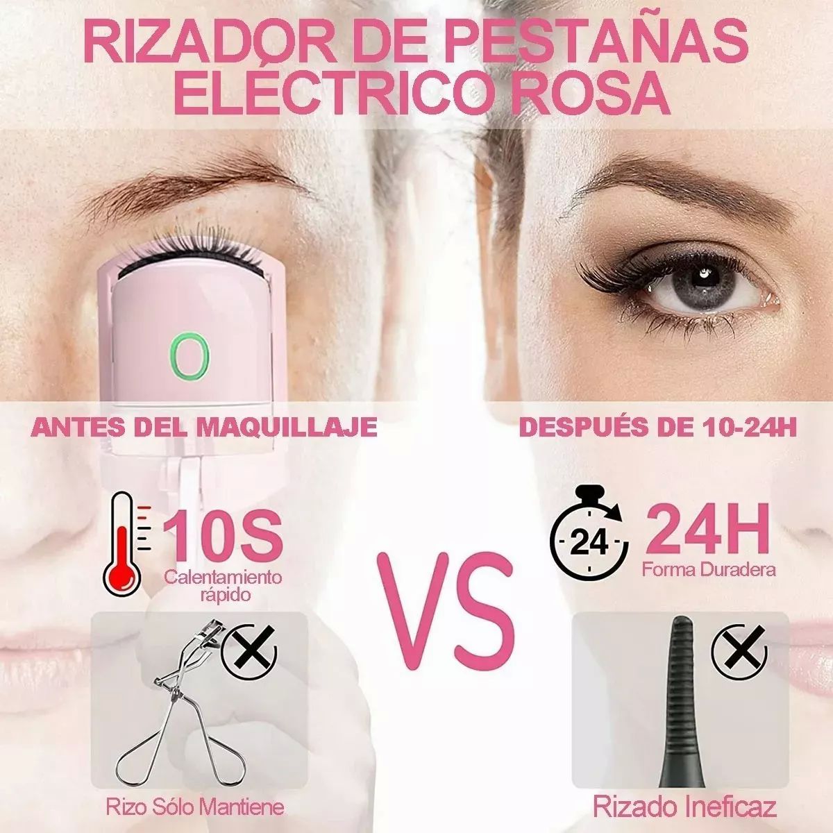 Rizador de Pestañas Eléctrico, Enchinador Recargable, Portátil, Herramienta de Maquillaje de Facil Uso