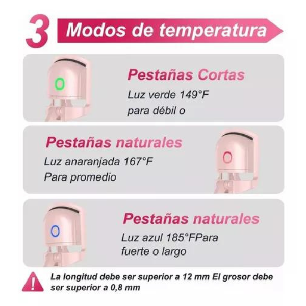 Rizador de Pestañas Eléctrico, Enchinador Recargable, Portátil, Herramienta de Maquillaje de Facil Uso