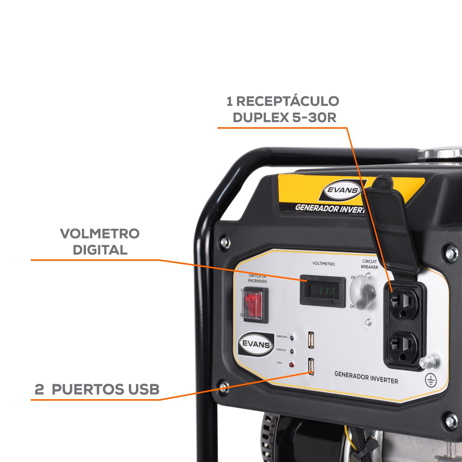 Generador Monofasico Evans de 3.5 kVA pico con motor a gasolina Thunder 7 HP