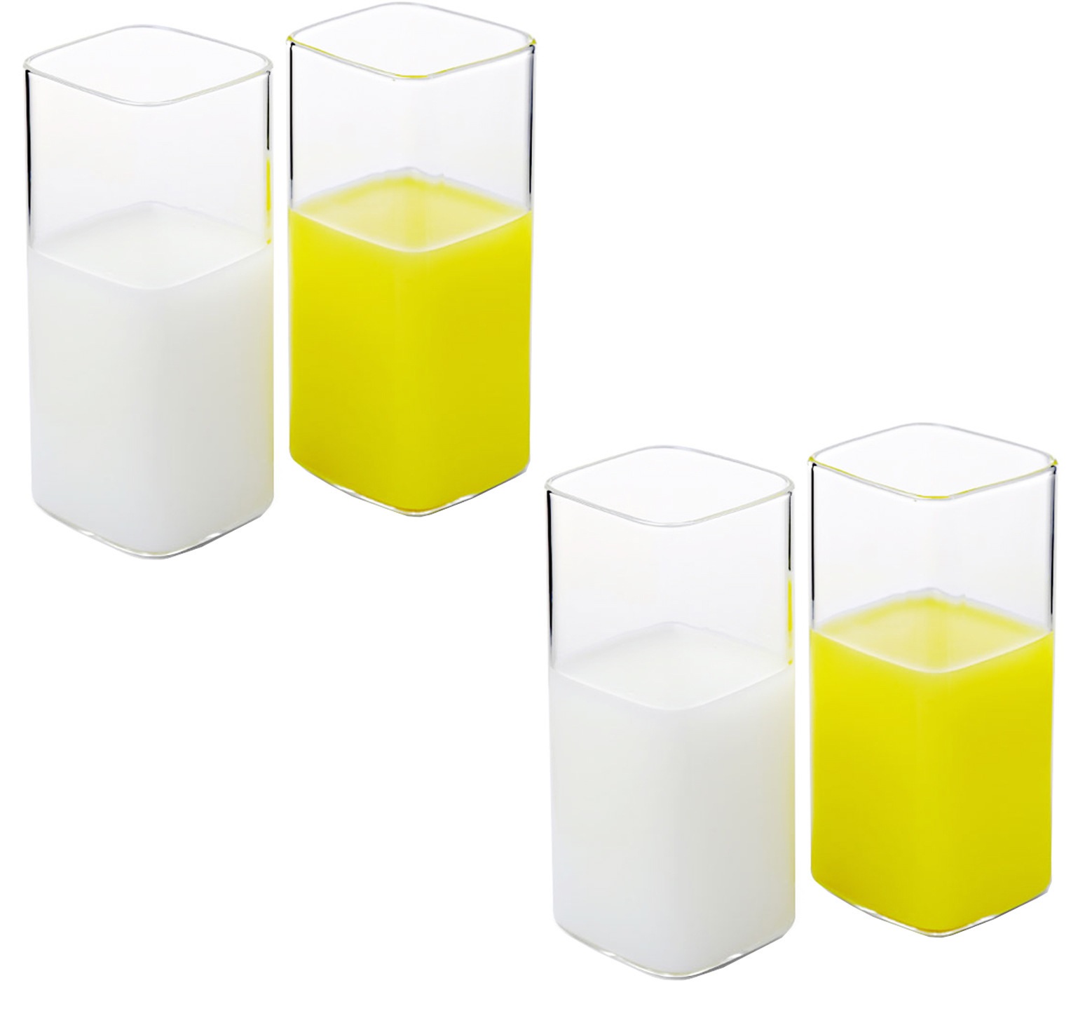 Set 4 Vasos Elegantes Cuadrados Minimalistas Bar Restaurante