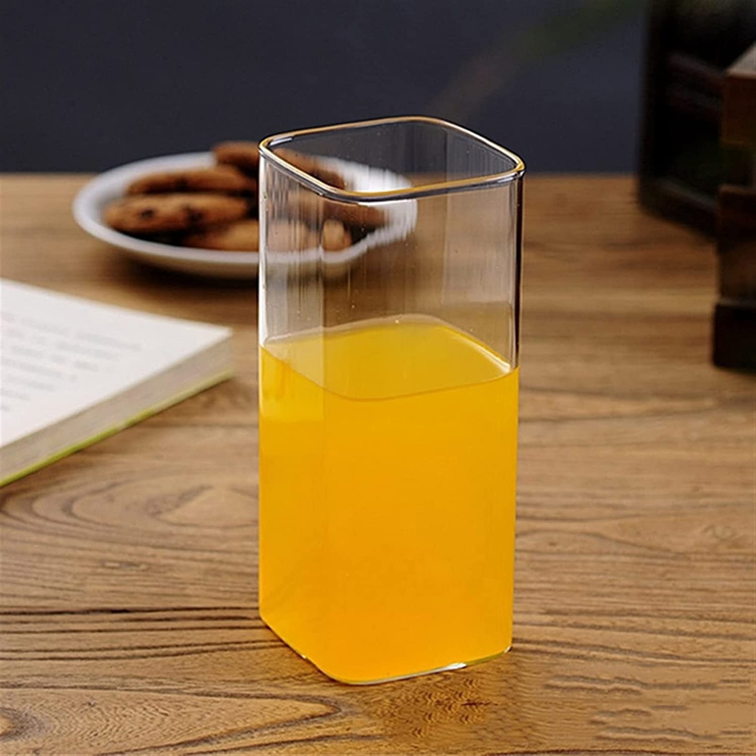 Set 4 Vasos Elegantes Cuadrados Minimalistas Bar Restaurante