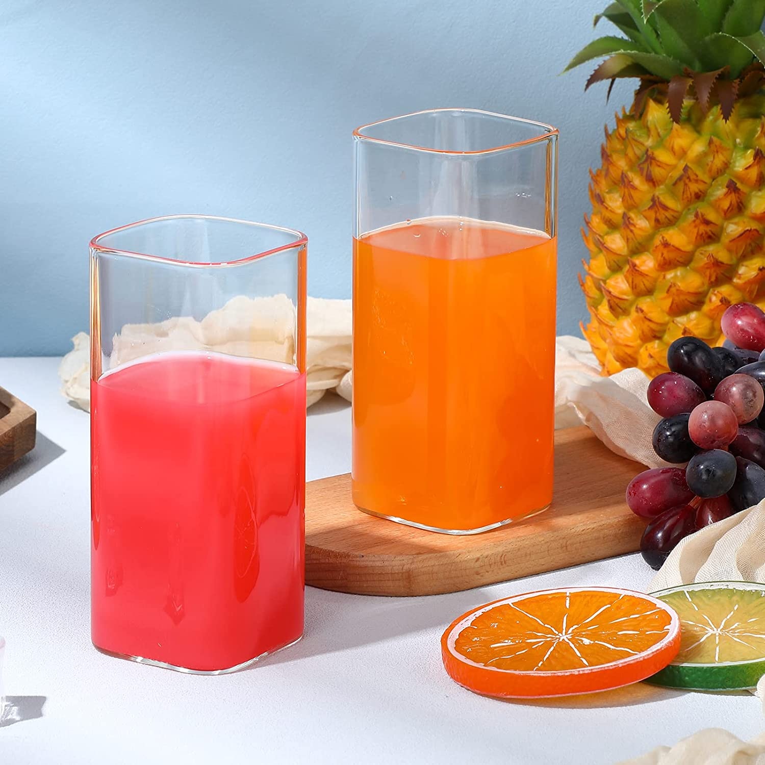 Set 4 Vasos Elegantes Cuadrados Minimalistas Bar Restaurante