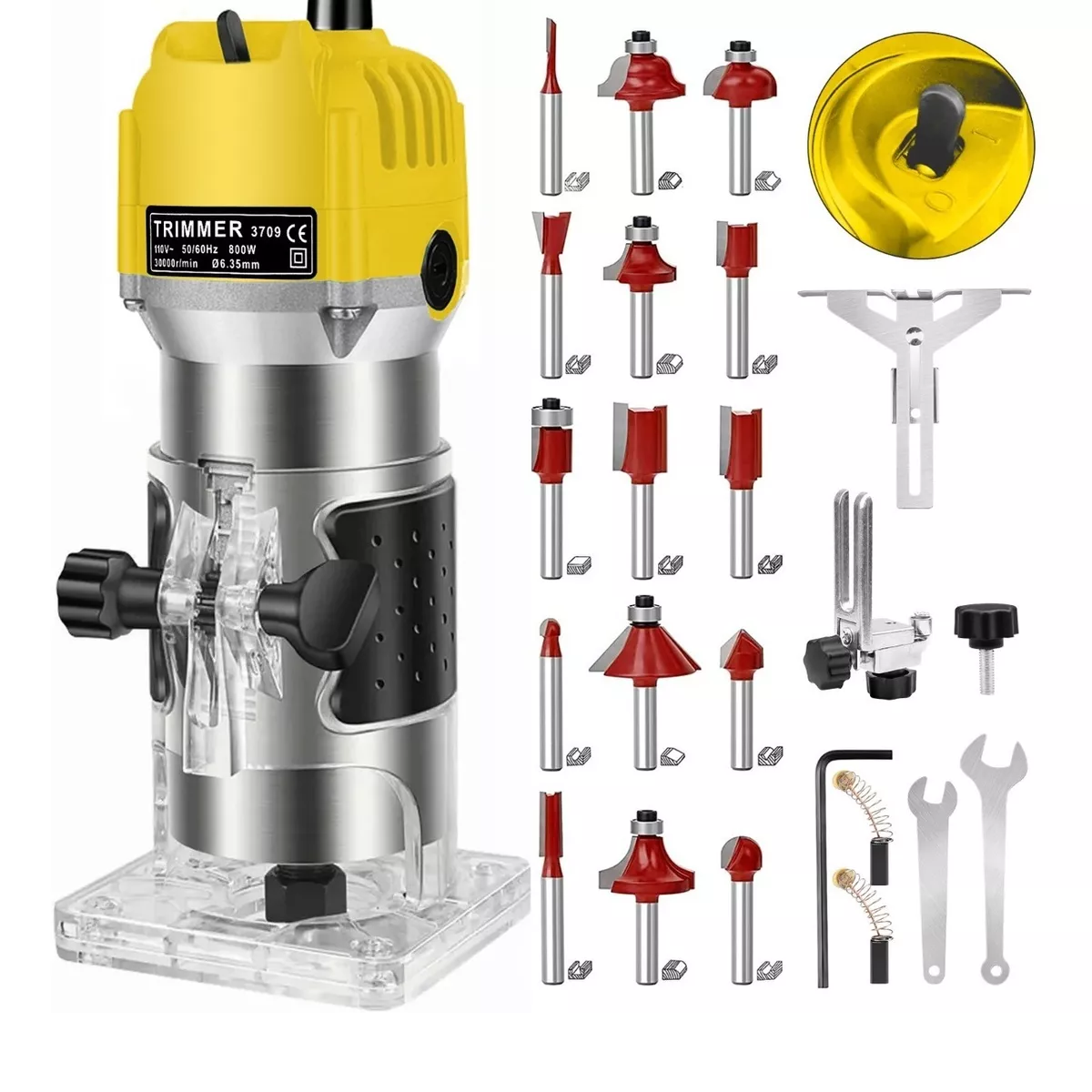 Router Madera Recortadora Rebajadora 800w /15 Brocas Carburo