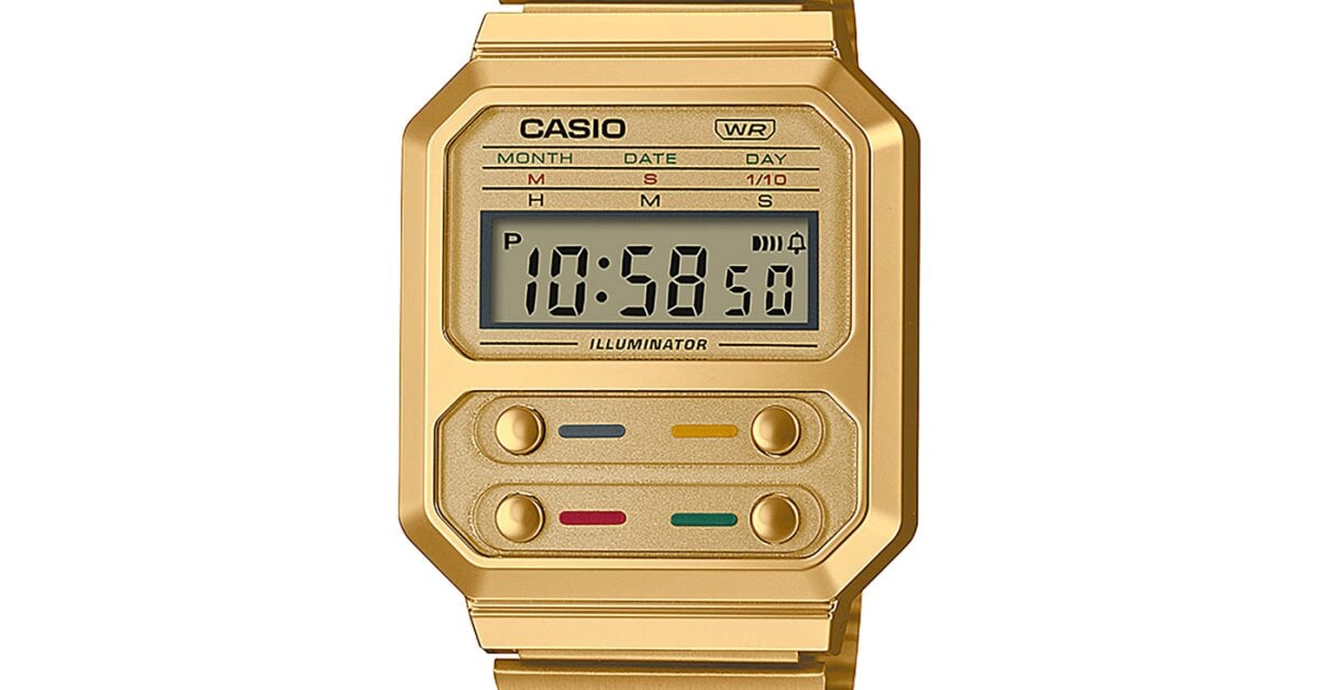 Reloj unisex Casio A100weg Vintage Alien Ripley Cronómetro Luz Led correa de acero inoxidable
