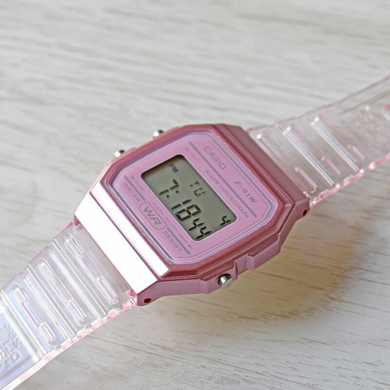 Reloj Unisex Casio F-91WS-4 Skeleton Vintage luz led con cronómetro y alarma