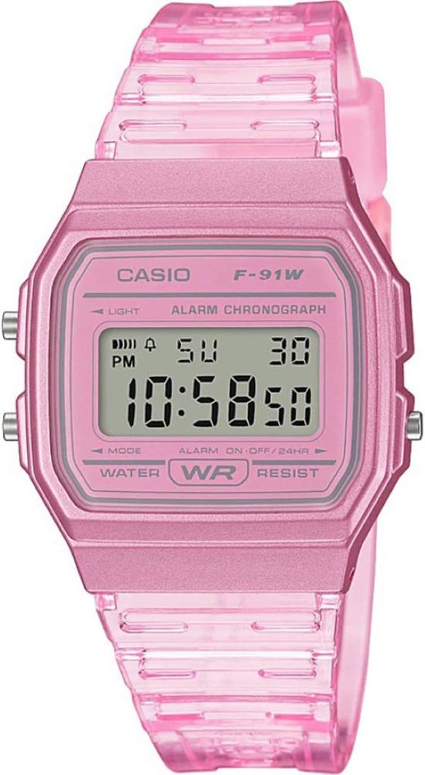Reloj Unisex Casio F-91WS-4 Skeleton Vintage luz led con cronómetro y alarma