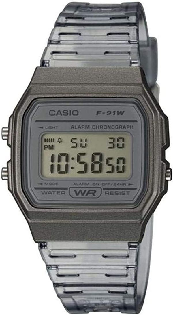 Reloj Unisex Casio F-91WS-8 Skeleton Vintage luz led con cronómetro y alarma