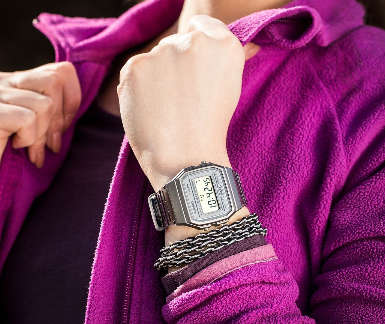 Reloj Unisex Casio F-91WS-8 Skeleton Vintage luz led con cronómetro y alarma