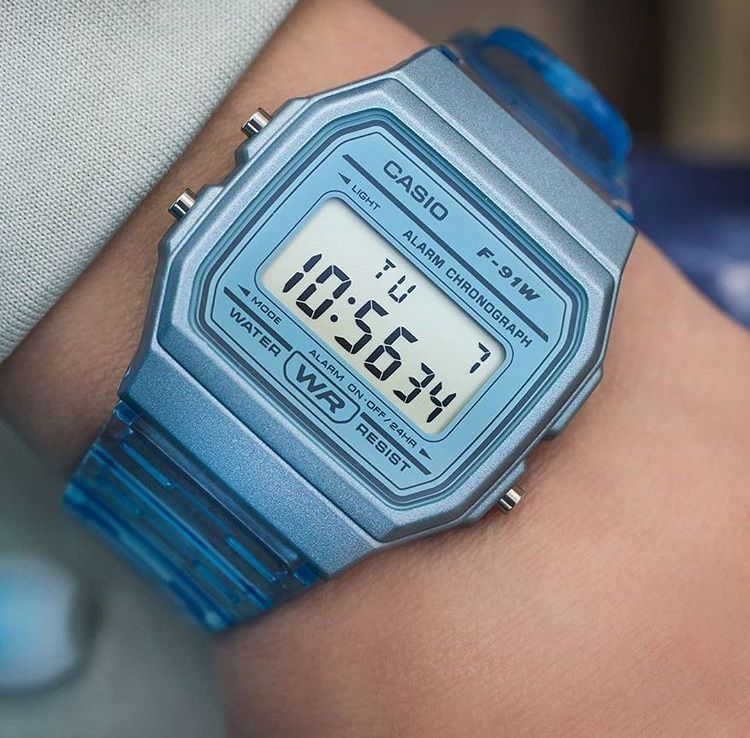 Reloj Unisex Casio F-91WS-2 Skeleton Vintage luz led con cronómetro y alarma