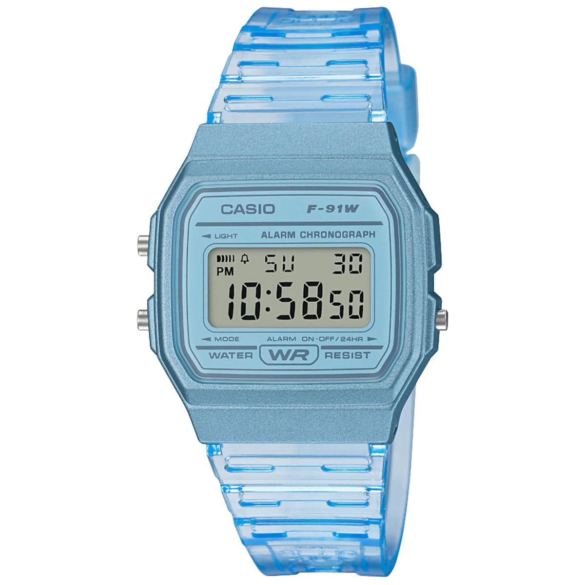 Reloj Unisex Casio F-91WS-2 Skeleton Vintage luz led con cronómetro y alarma