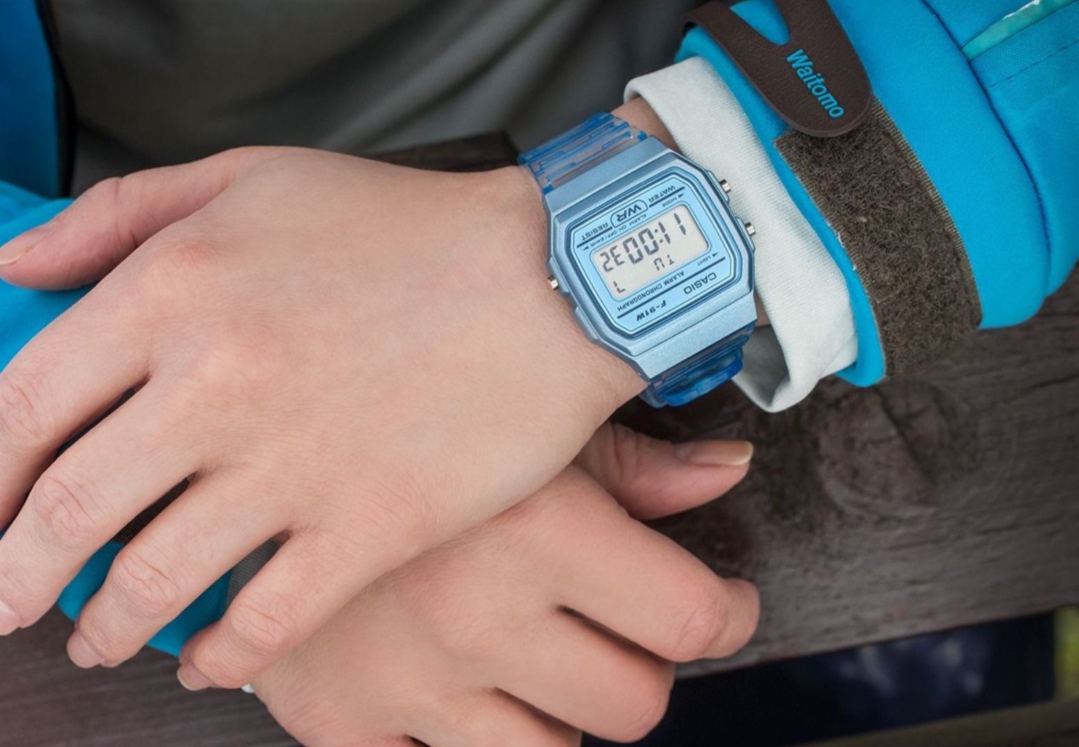 Reloj Unisex Casio F-91WS-2 Skeleton Vintage luz led con cronómetro y alarma