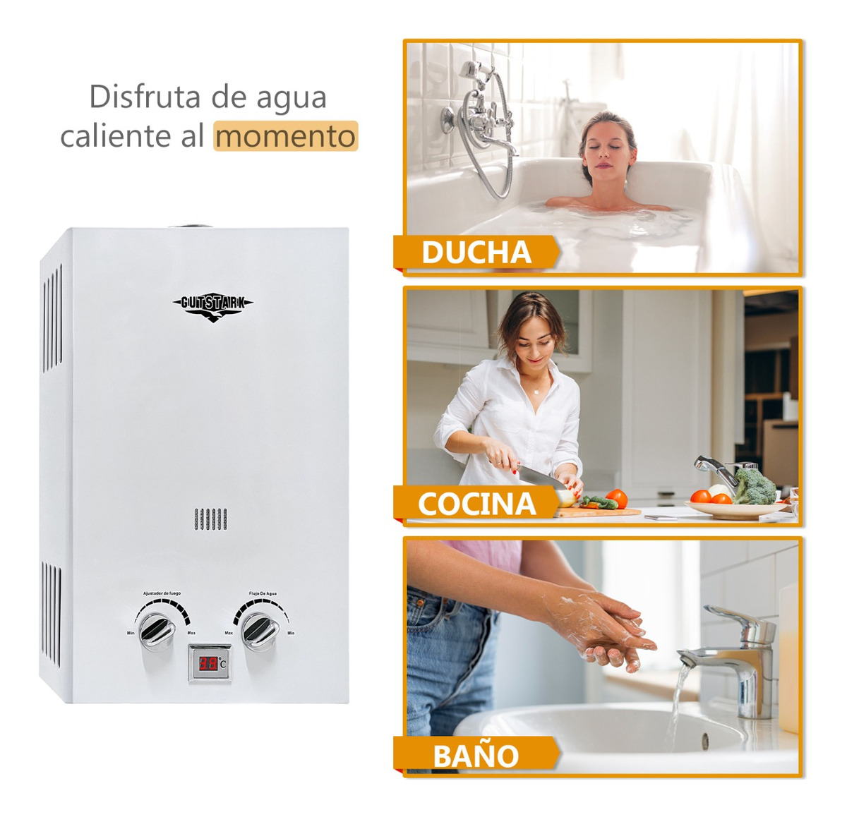 Calentador Agua 1 Servicio Boiler Electrico Paso Gas Lp 3.7l