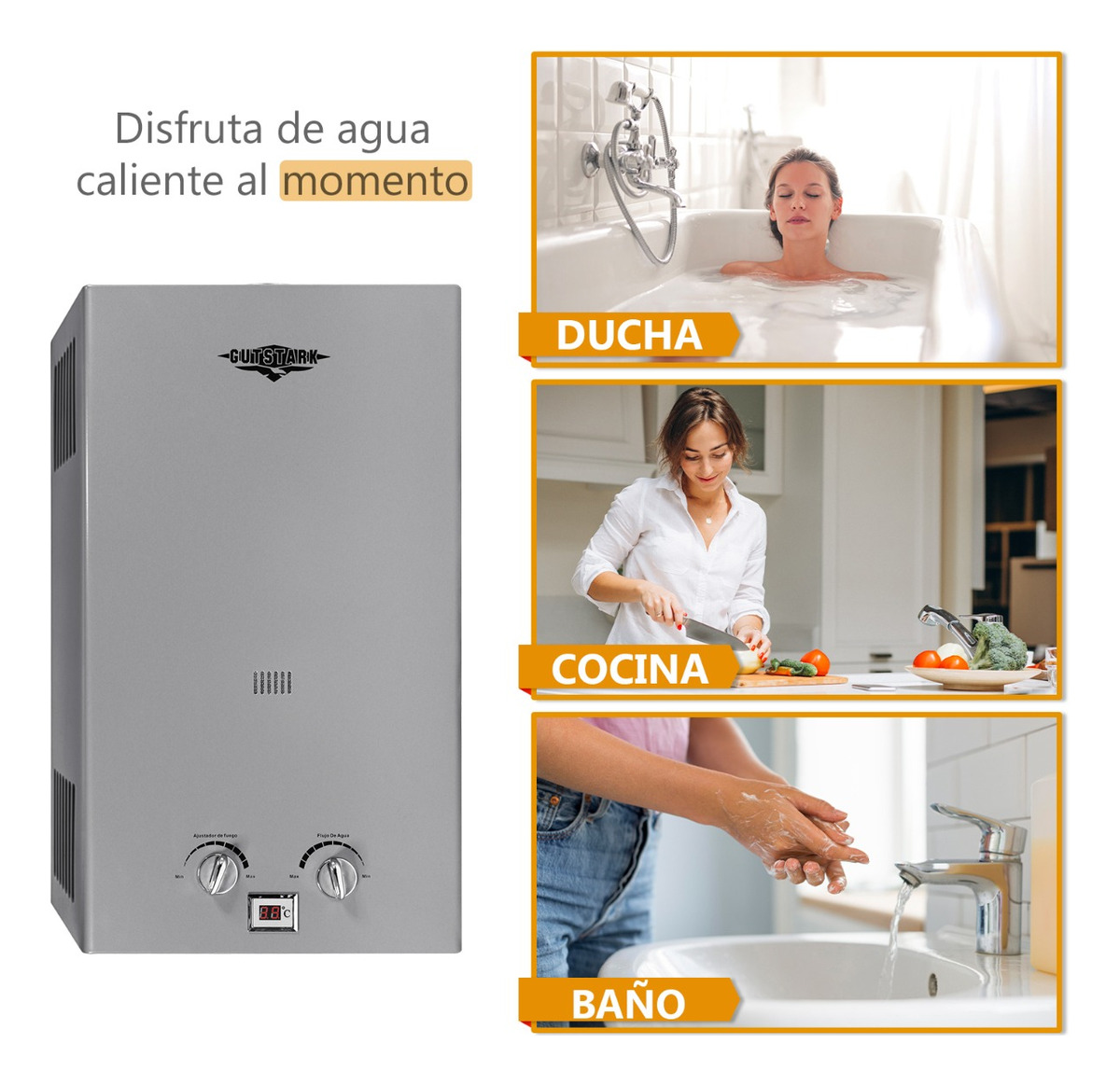 Calentador Agua Boiler Electrico Paso Gas Lp 2 Servicios 6 L