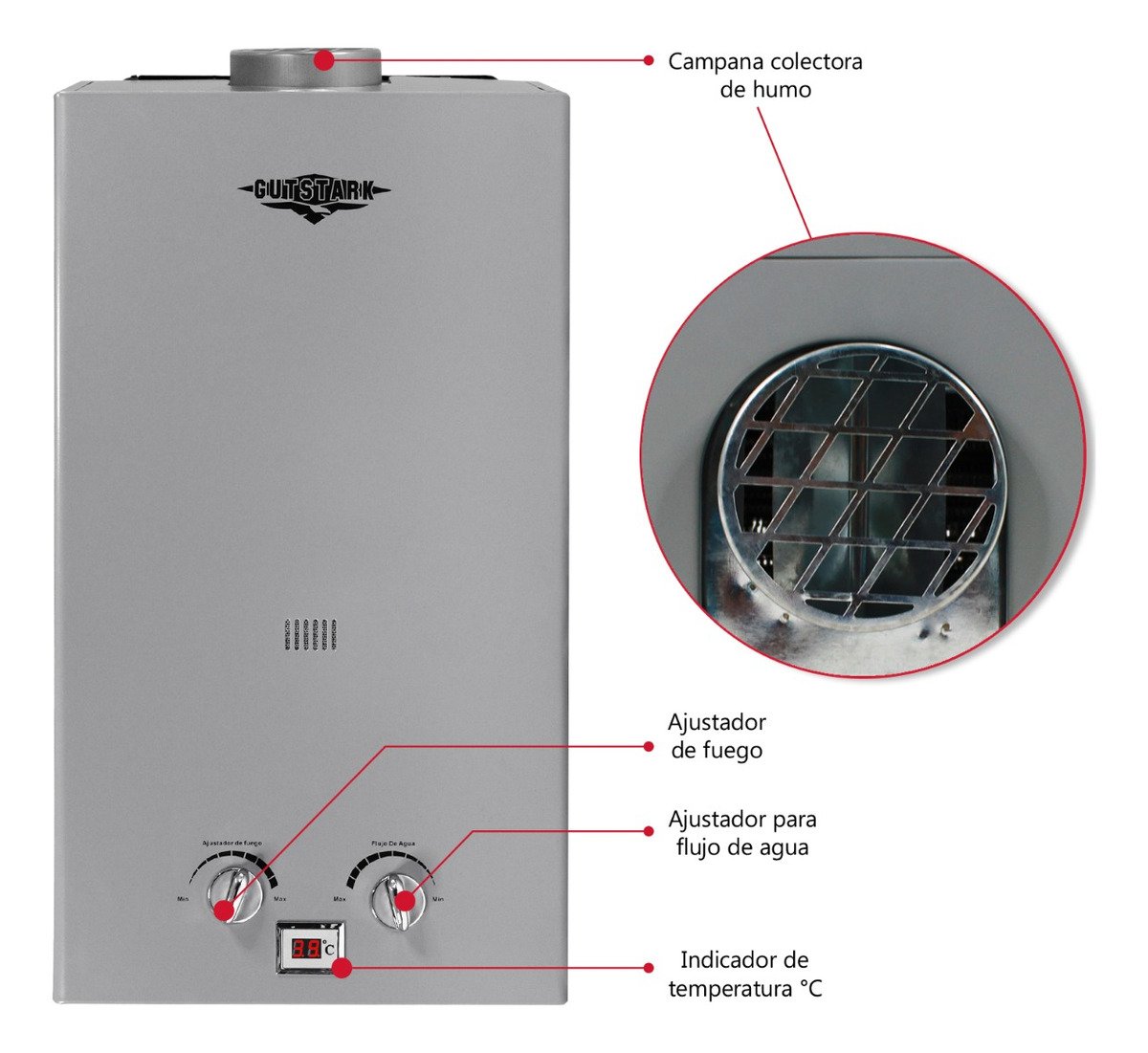 Calentador Agua Boiler Electrico Paso Gas Lp 2 Servicios 6 L
