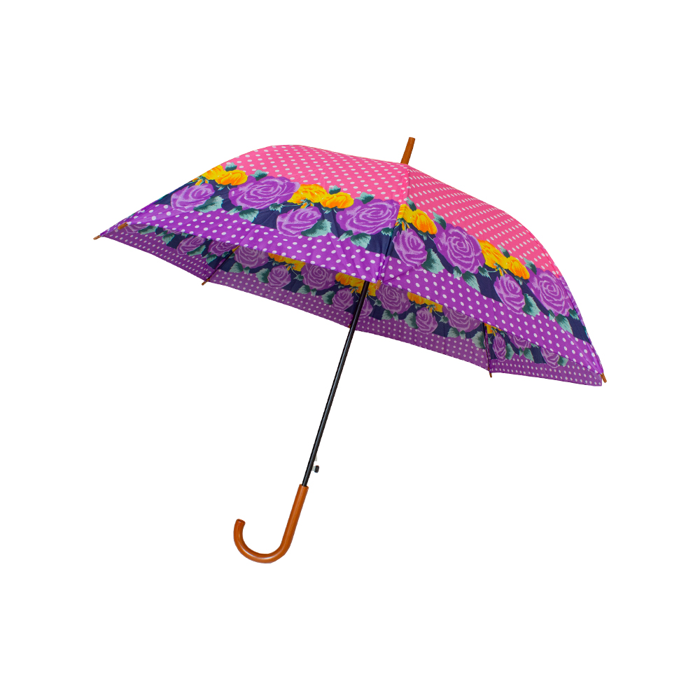 Paraguas Sombrilla De Bastón Semiautomático Estampado Tela Repelente Resistente