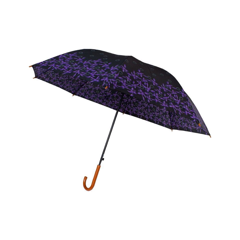 Paraguas Sombrilla De Bastón Semiautomático Estampado Tela Repelente Resistente