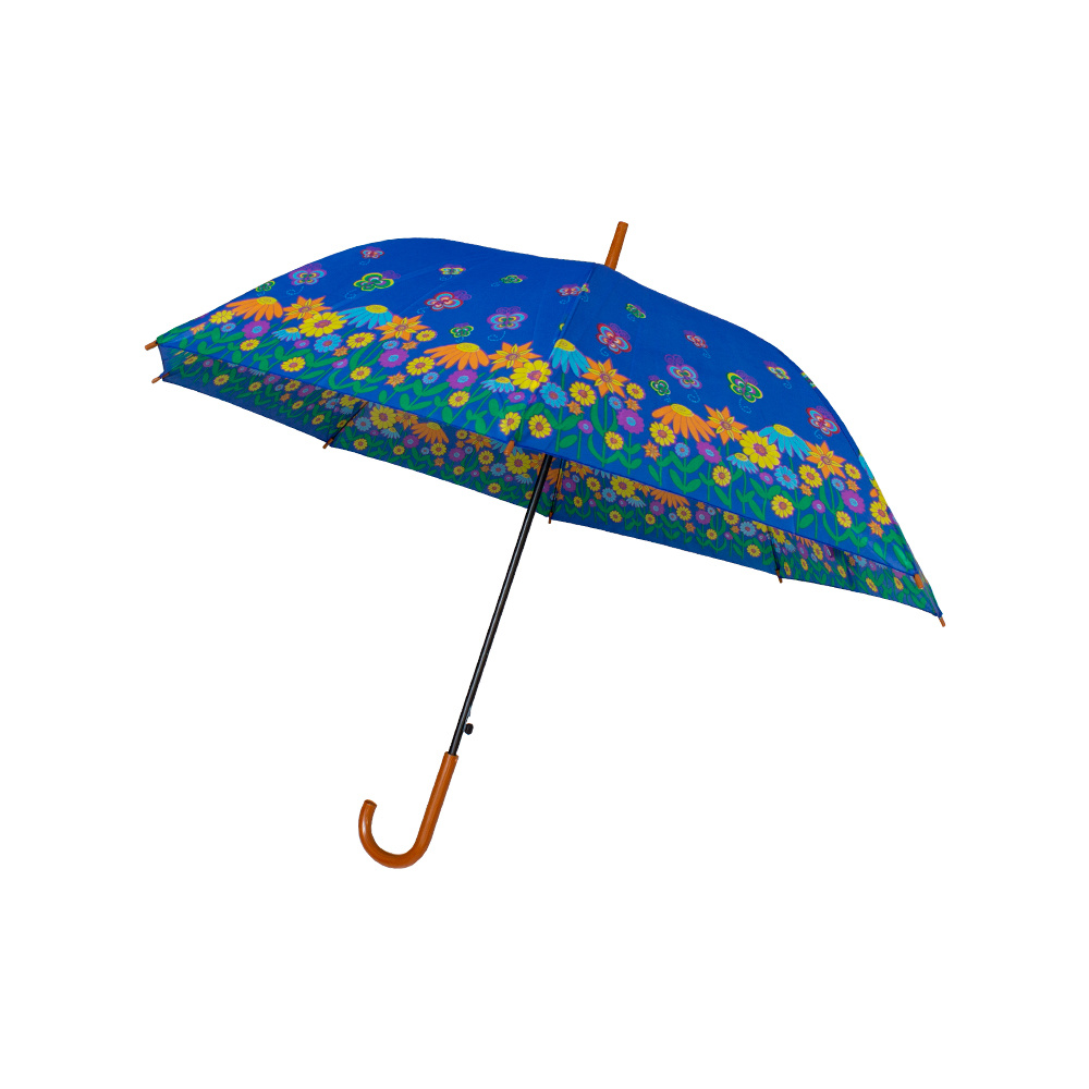 Paraguas Sombrilla De Bastón Semiautomático Estampado Tela Repelente Resistente