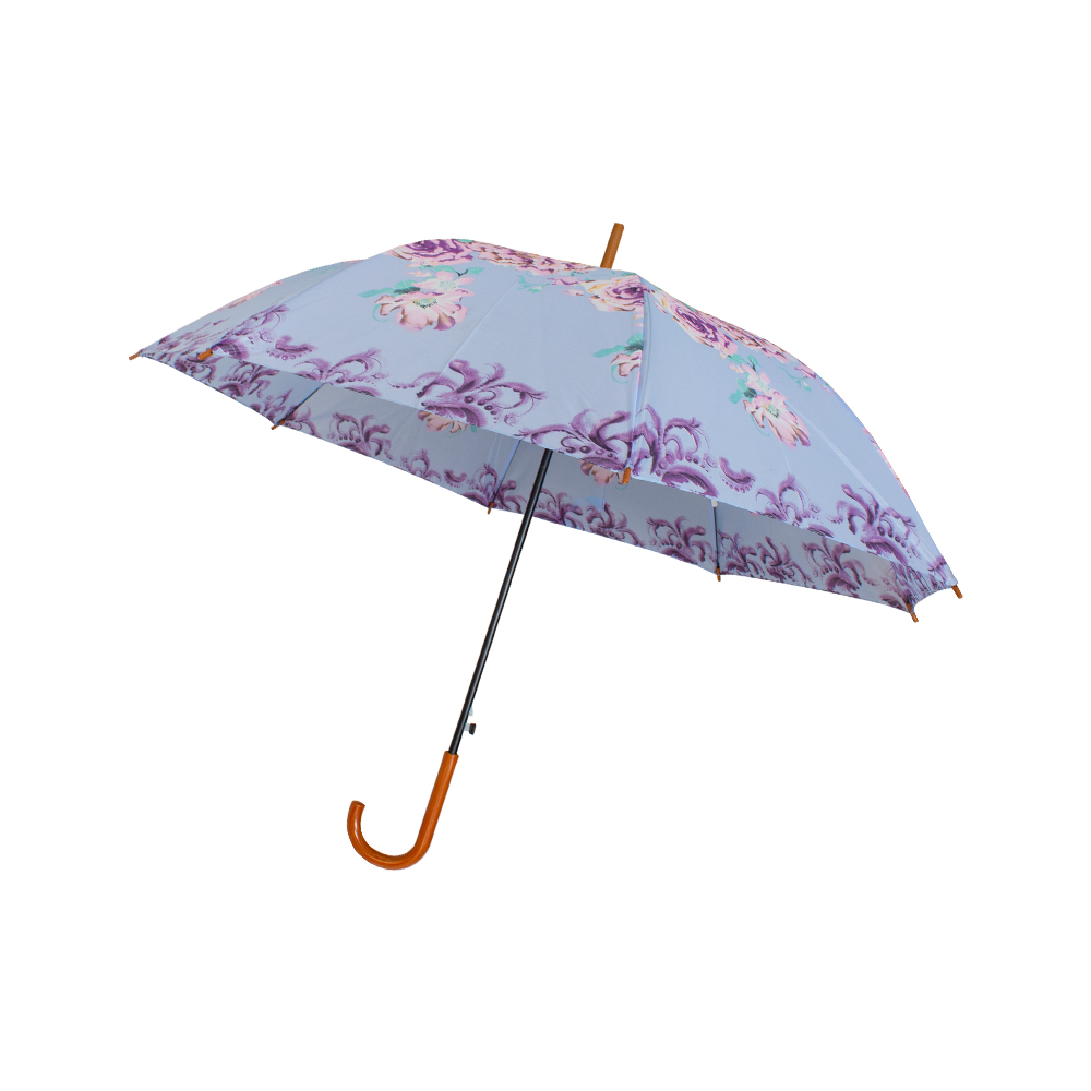 Paraguas Sombrilla De Bastón Semiautomático Estampado Tela Repelente Resistente